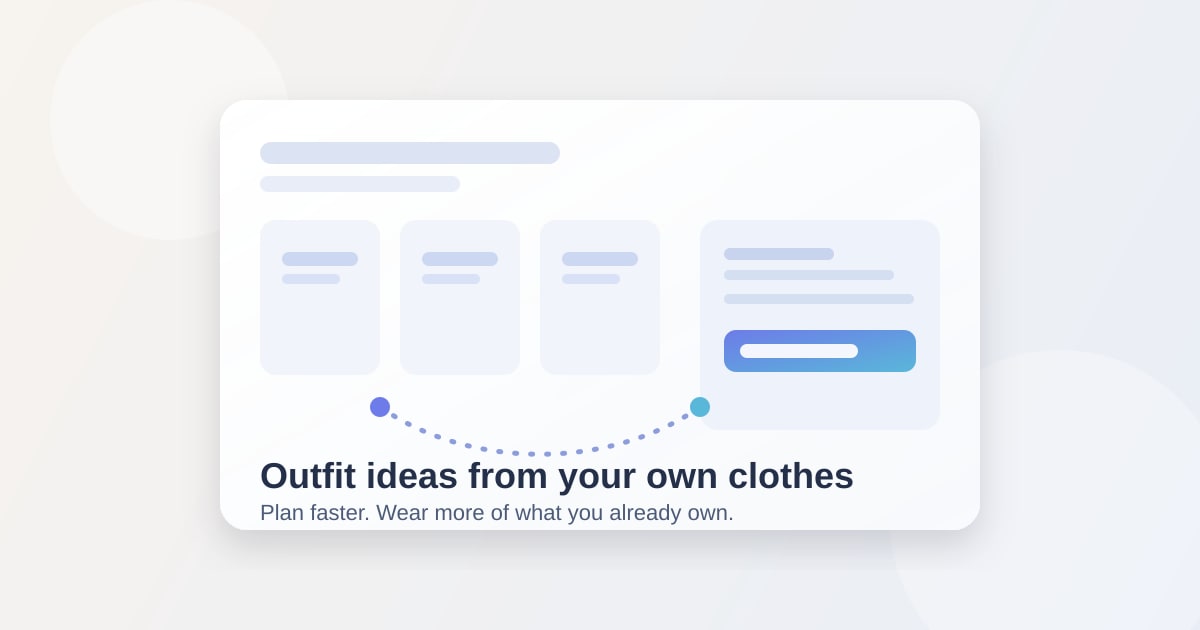 Phone showing outfit combinations from a digital closet grid with neutral wardrobe pieces